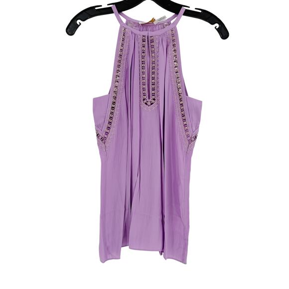 RAMY BROOK Top NEW Size L Light Purple $325 Tank Gold Eyelet Lace - Picture 2 of 5